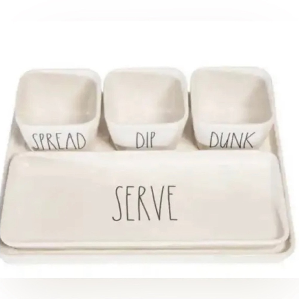 Rae Dunn 5 Piece Serving Set | Spread + Dip + Dunk + Serve | NEW Farmhouse Dip